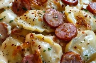 Crockpot Pierogi Casserole with Kielbasa